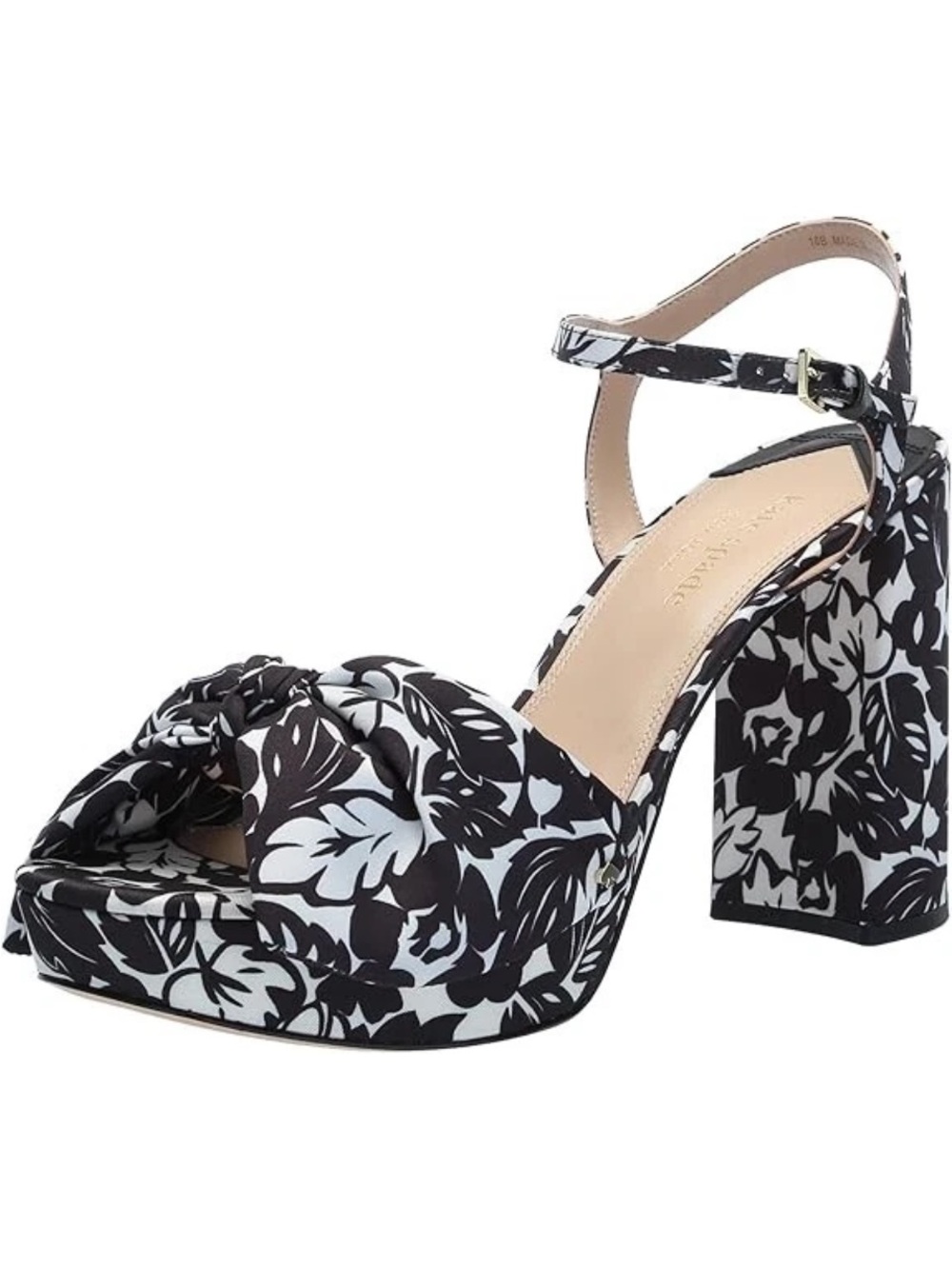 kate spade Black & White Floral Knot Platform Sandal